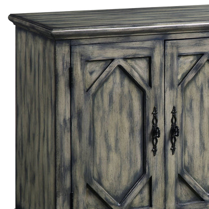 Pavan Console Cabinet with Patterned Doors - Gray distressed wood sideboard by HouseOfZazla on Tampa Home & Garden Store
