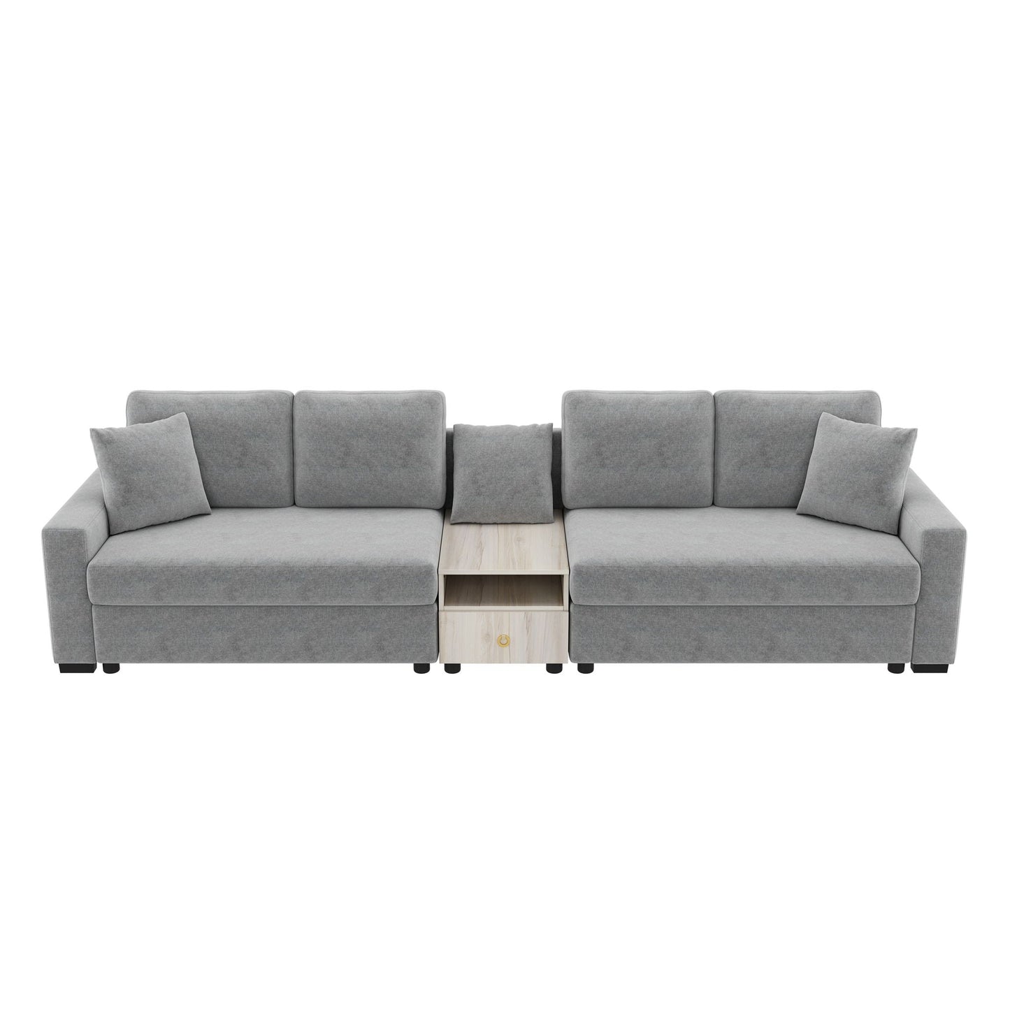 Modular gray sofa couch with storage armrest and center console, HouseOfZazla sectional on Tampa Home & Garden Store