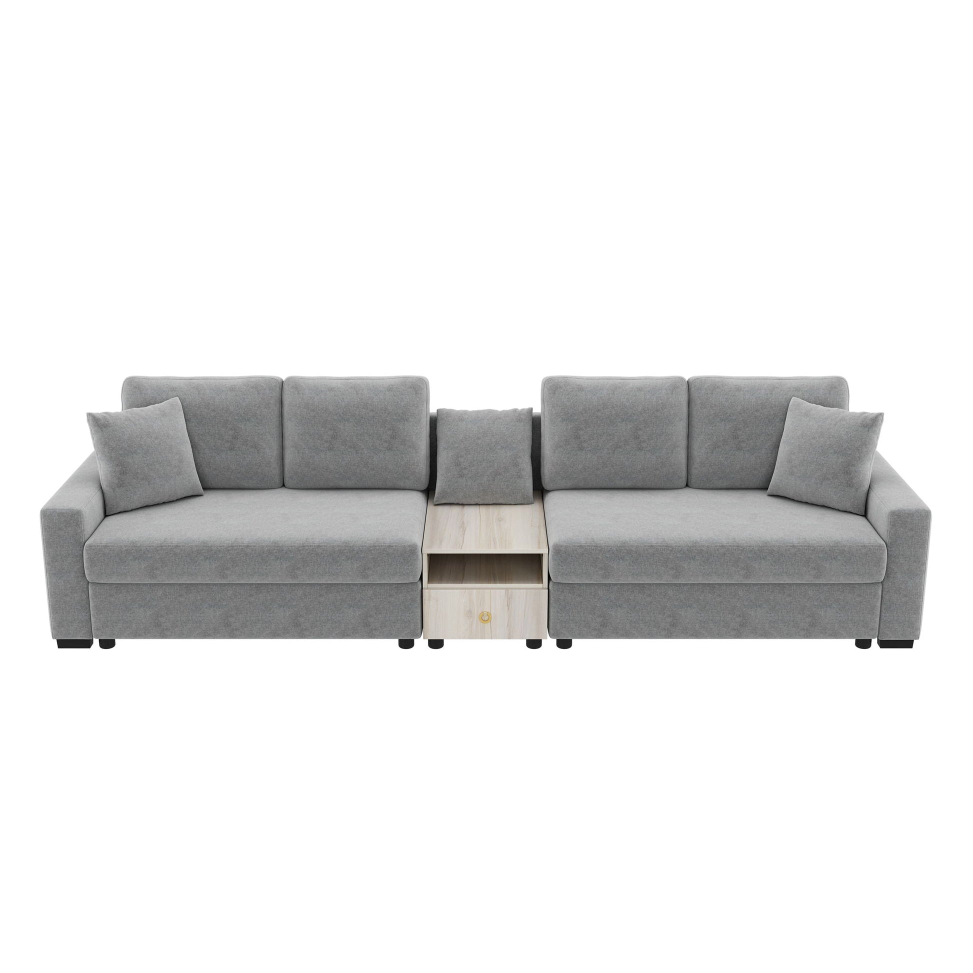 Modular gray sofa couch with storage armrest and center console, HouseOfZazla sectional on Tampa Home & Garden Store