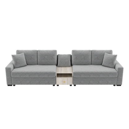 Modular gray sofa couch with storage armrest and center console, HouseOfZazla sectional on Tampa Home & Garden Store