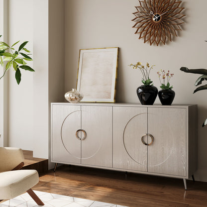 Modern lacquered 4‑door wooden sideboard by HouseOfZazla with circular front panels on Tampa Home & Garden Store