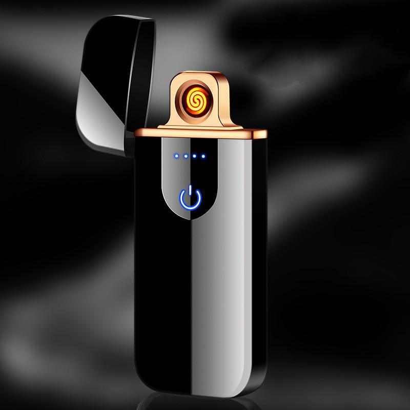 Touch electric lighter with dual plasma arcs, Stevvex black body rose-gold top USB on Tampa Home & Garden Store