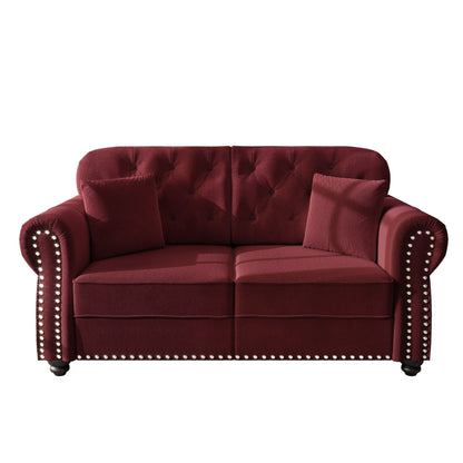 Upholstered Sofa Set with Nailhead and Pillows