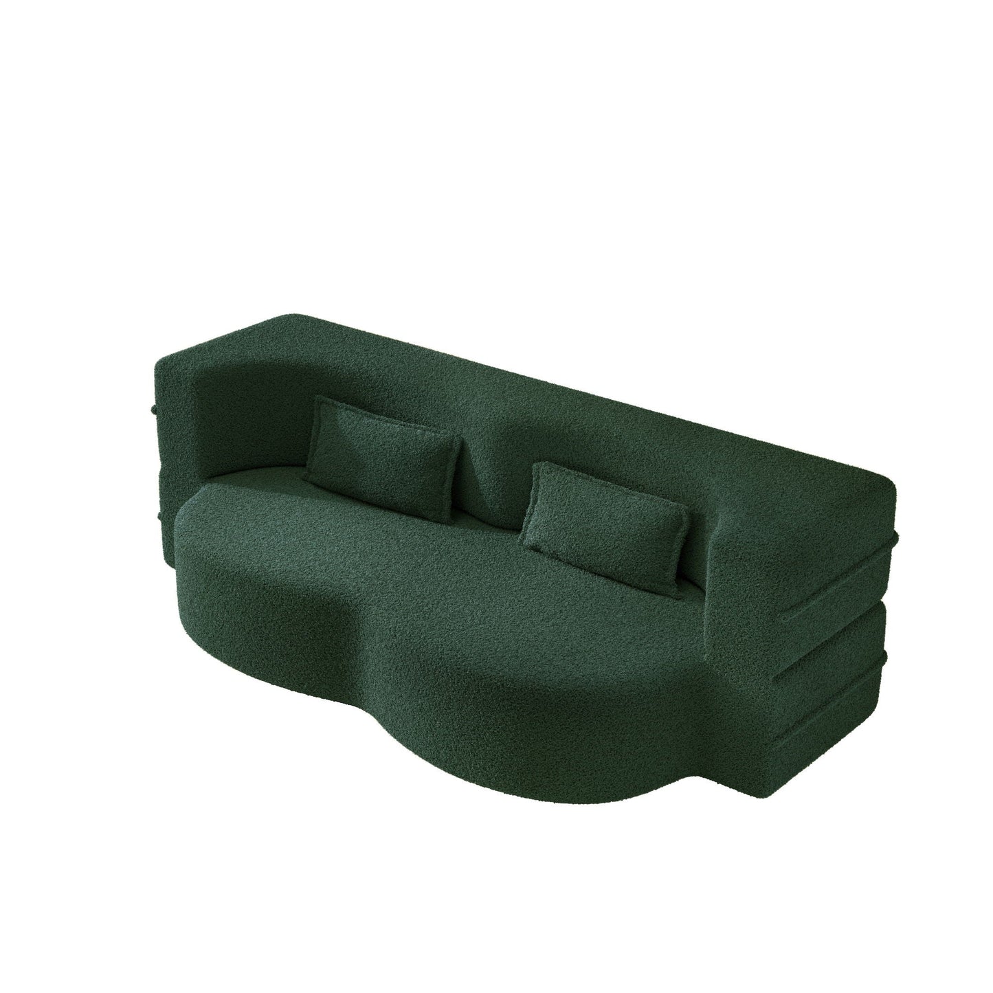 Modern Floor Sleeper Sofa Bed And Two Pillows