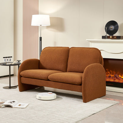 Loveseat sofa warm brown sherpa fabric by HouseOfZazla, stationary living room loveseat on Tampa Home & Garden Store