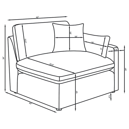 Greeley 5-Piece Upholstered Modular Sectional Sofa Ivory by HouseOfZazla dimensions schematic on Tampa Home & Garden Store