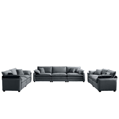 Modern Living Room Sofa 3-Piece Set by HouseOfZazla in dark gray fabric with plush cushions on Tampa Home & Garden Store