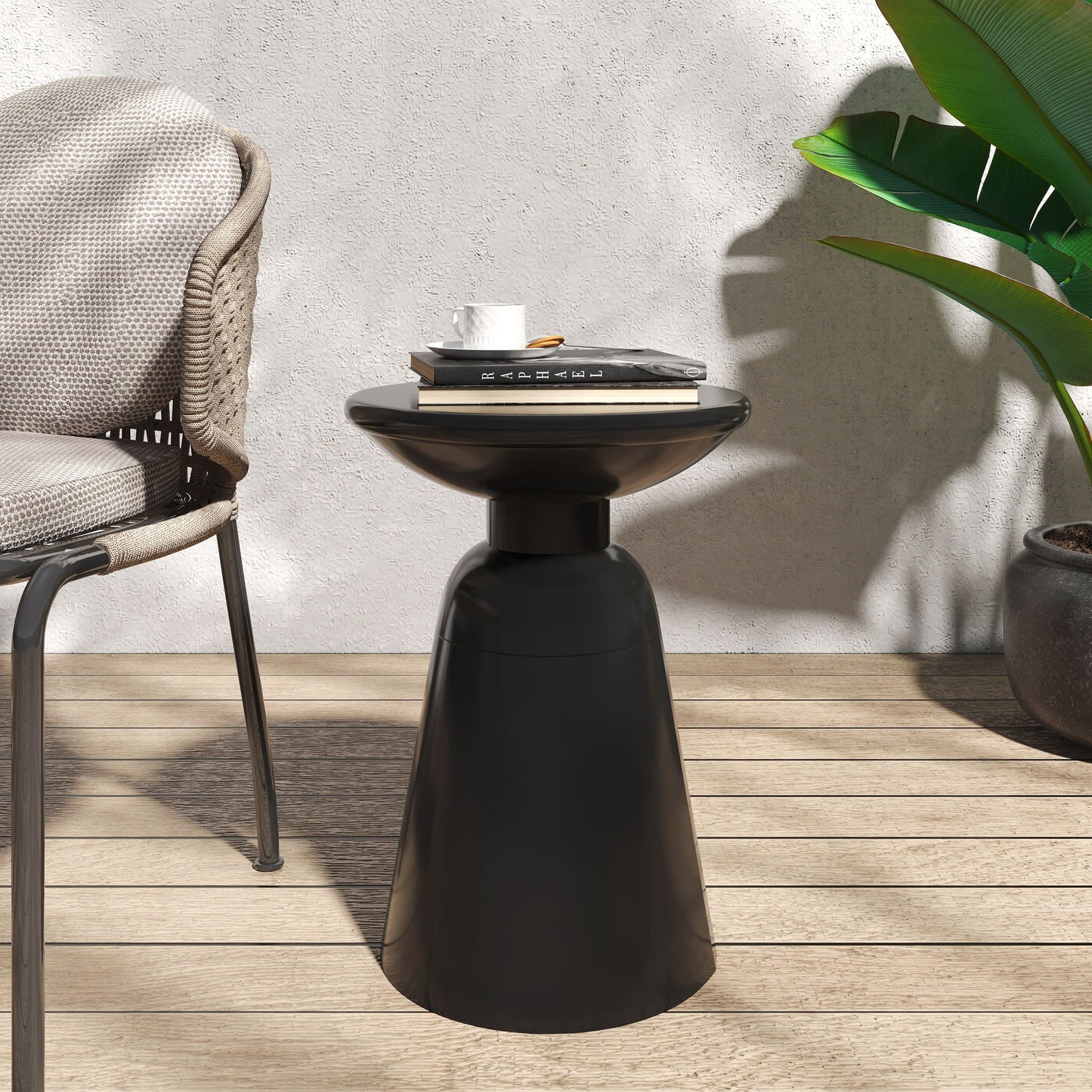 Modern Round Metal Pedestal Outdoor Table