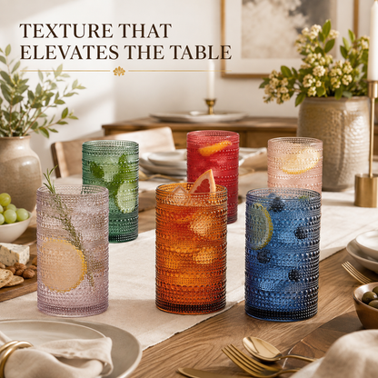 A set of six Eze Acrylic Hobnail Highball Glasses