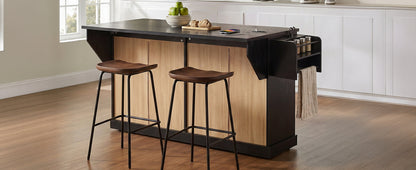 The K&K Kitchen Island With Storage And Drop Leaf