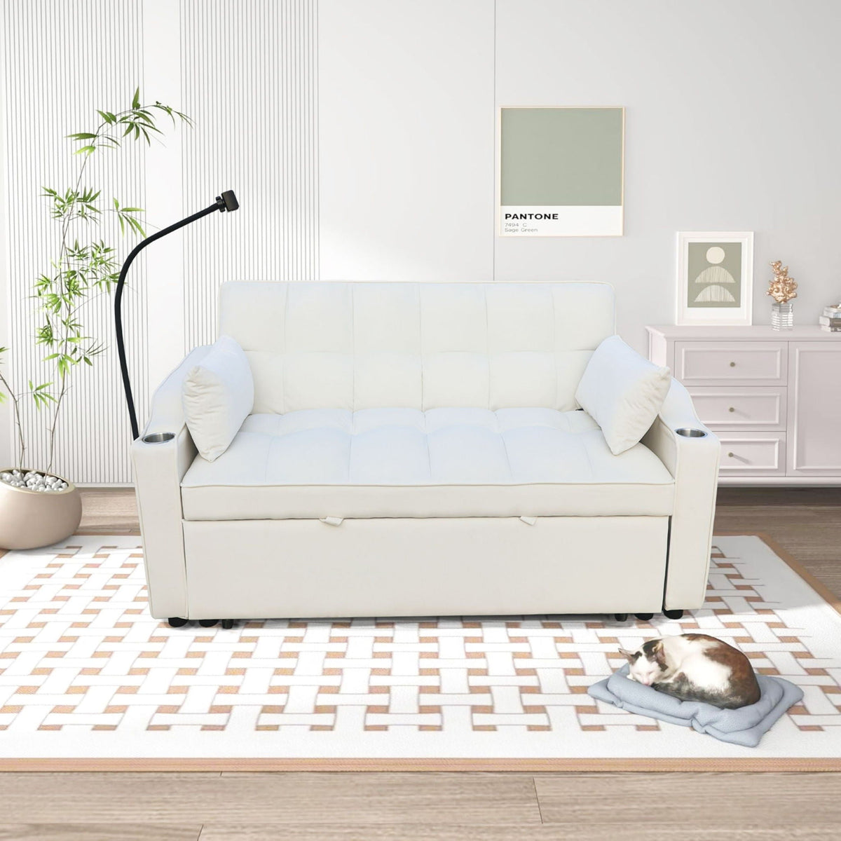 Modern Loveseat Futon Sofa with Pullout Bed