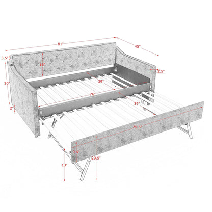 Daybed with Trundle and USB Charging Armrest