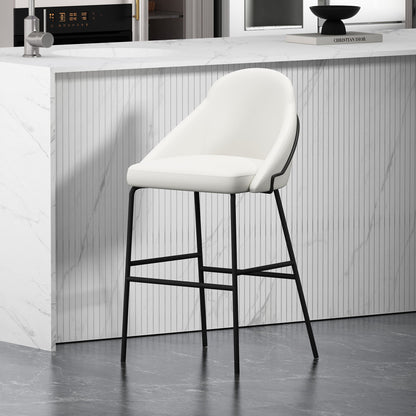 Gracie Upholstered Barstool white seat with black metal legs bar height 28–30 in HouseOfZazla on Tampa Home & Garden Store