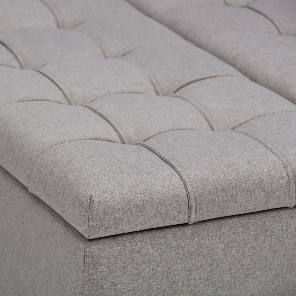 Harrison Tufted Lift-Top Storage Ottoman in gray textured fabric by HouseOfZazla on Tampa Home & Garden Store