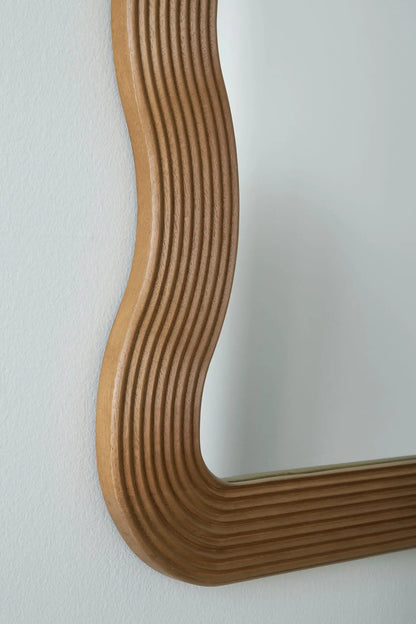 Floor mirror Ellisonville Brown with curved grooved wood frame by Unique Piece Furniture on Tampa Home & Garden Store