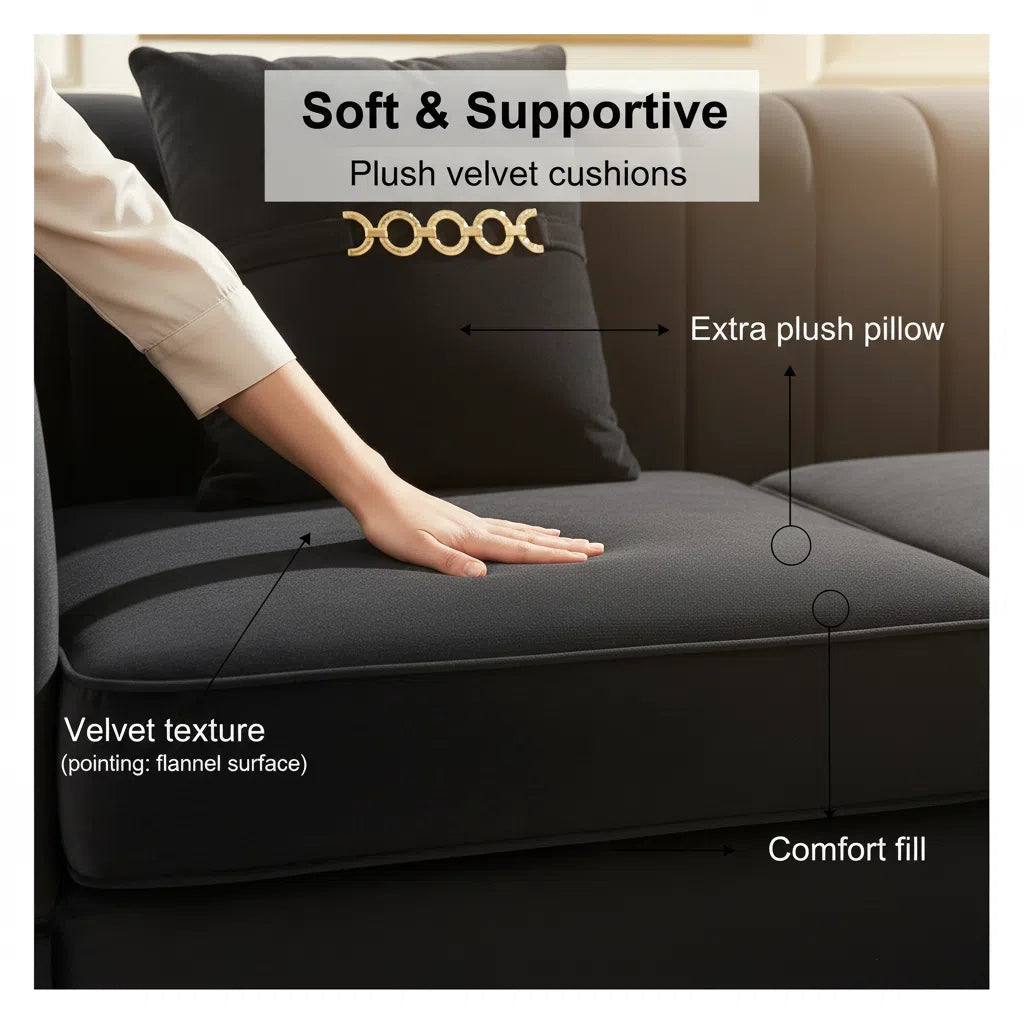 Modern Velvet Three Seater Sofa for Living Rooms