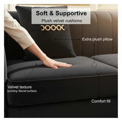 Modern Velvet Three Seater Sofa for Living Rooms