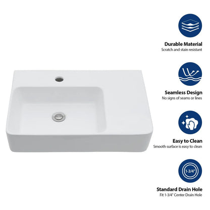 Wall Mount Sink Towel Bar Faucet Hole White