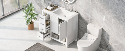 36in white bathroom vanity with sink top and storage cabinet by HouseOfZazla on Tampa Home & Garden Store