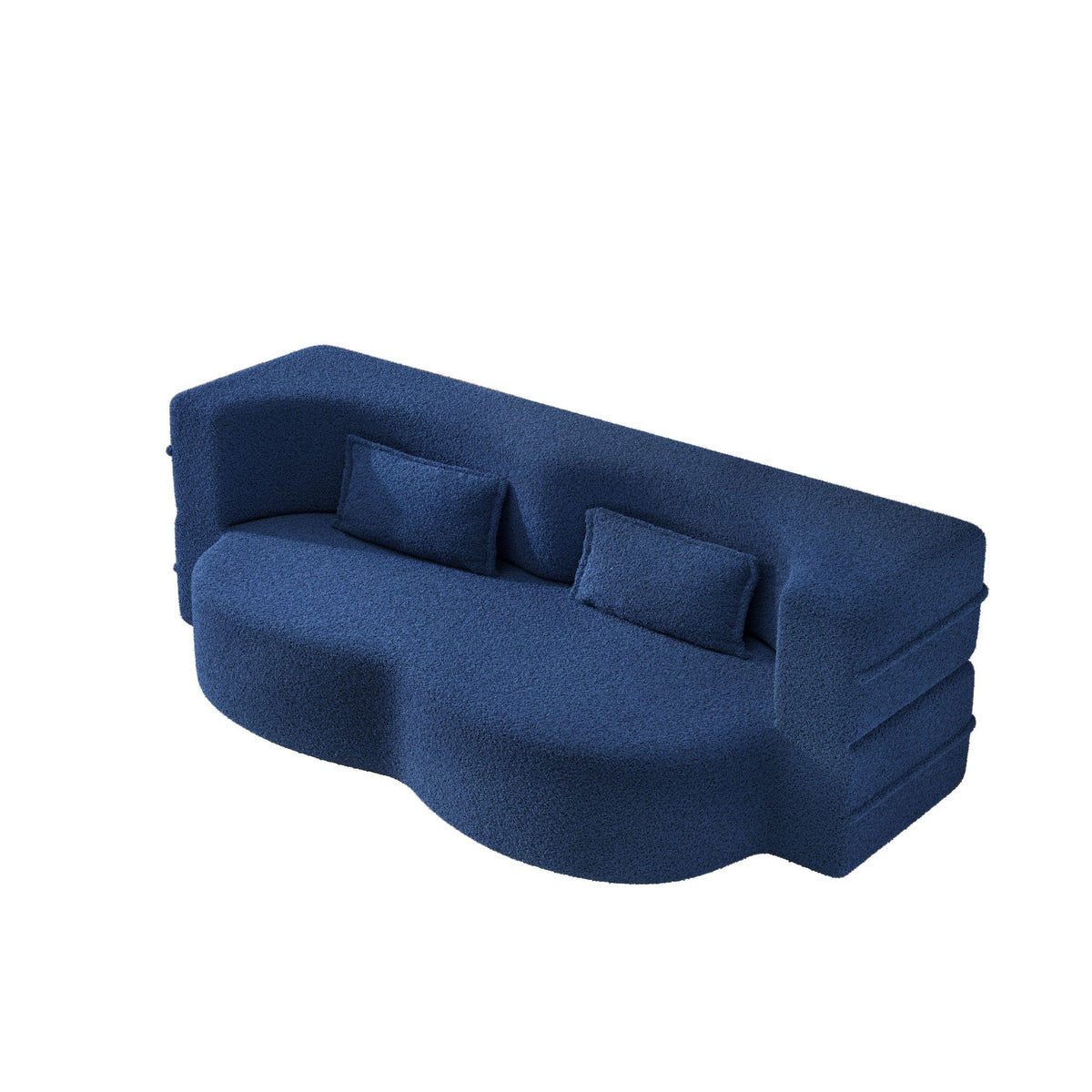 Modern Floor Sleeper Sofa Bed And Two Pillows