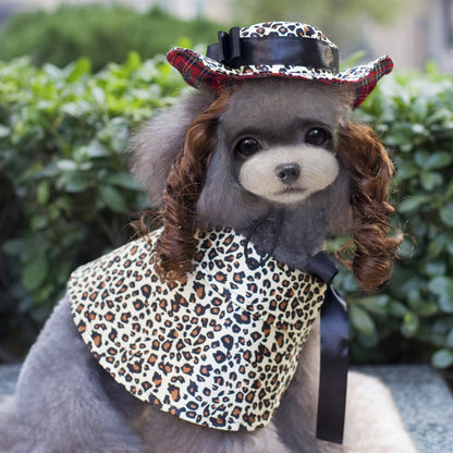 Pet Zen leopard print Christmas dog outfit with matching hat for small dog on Tampa Home & Garden Store