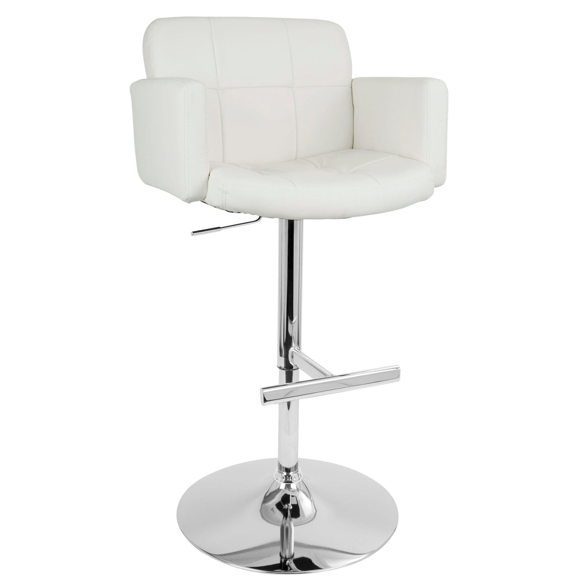 Bar height white adjustable barstool with swivel and padded seat by HouseOfZazla on Tampa Home & Garden Store