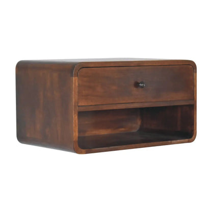 Curve Upper Slot Floating Nightstand with Drawer