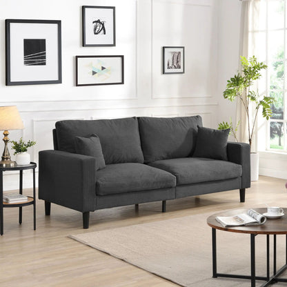 Modern Upholstered Resilience Three Seater Sofa dark gray ribbed fabric stationary on Tampa Home & Garden Store
