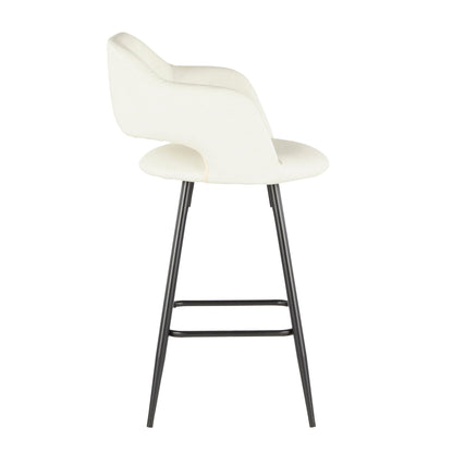Margarite contemporary counter stool set cream upholstery with dark metal legs on Tampa Home & Garden Store