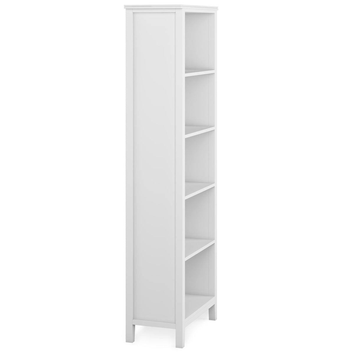 Handcrafted solid wood bookcase with five shelves, white finish, HouseOfZazla standard bookcase on Tampa Home & Garden Store