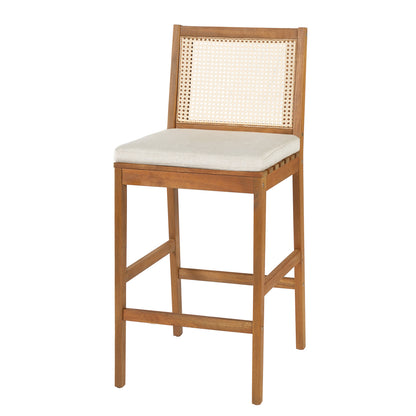 Kirkby Acacia Wood Outdoor Barstool with Cushion
