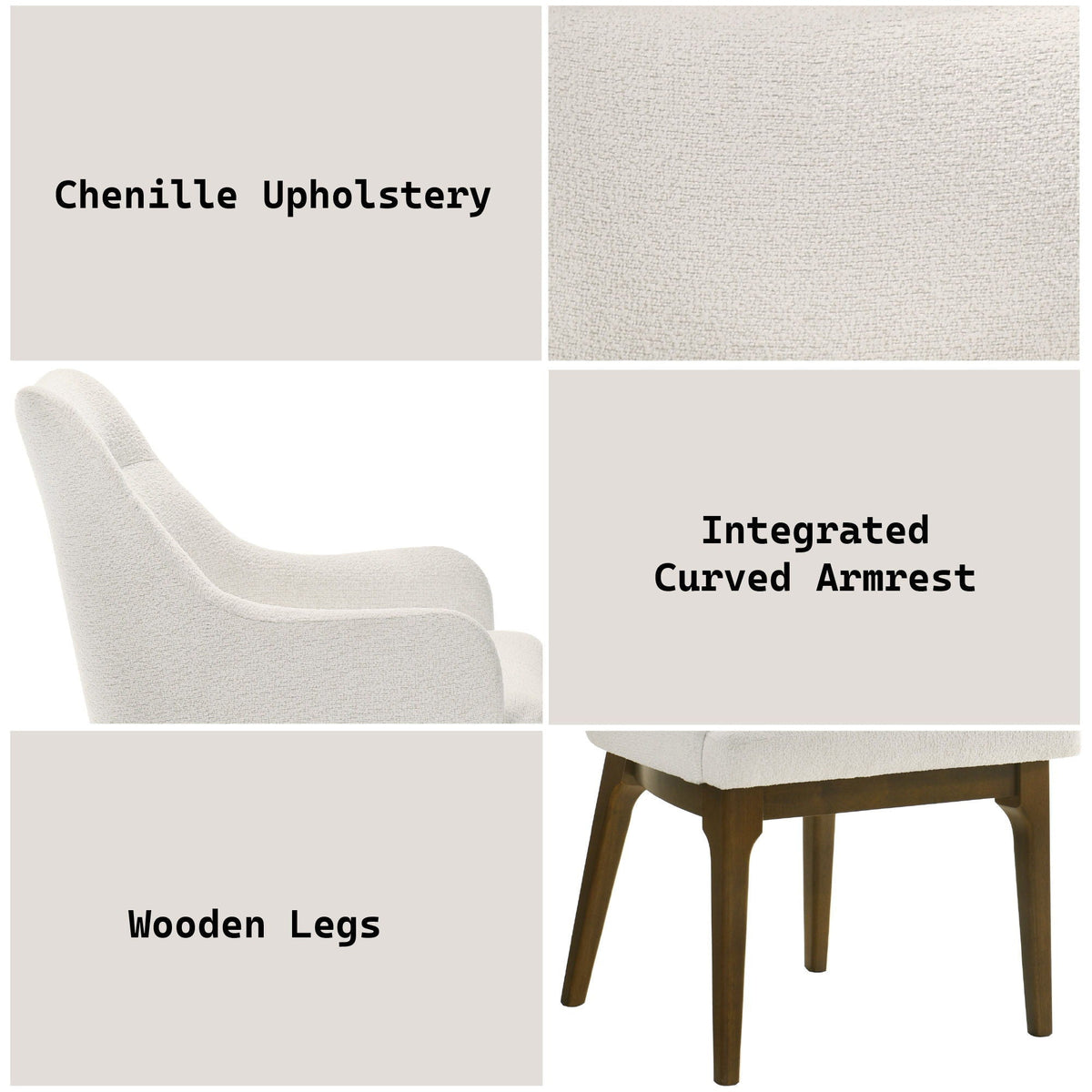 Kasha Side Chair set of 2 beige chenille upholstered chairs with oak wood legs on Tampa Home & Garden Store