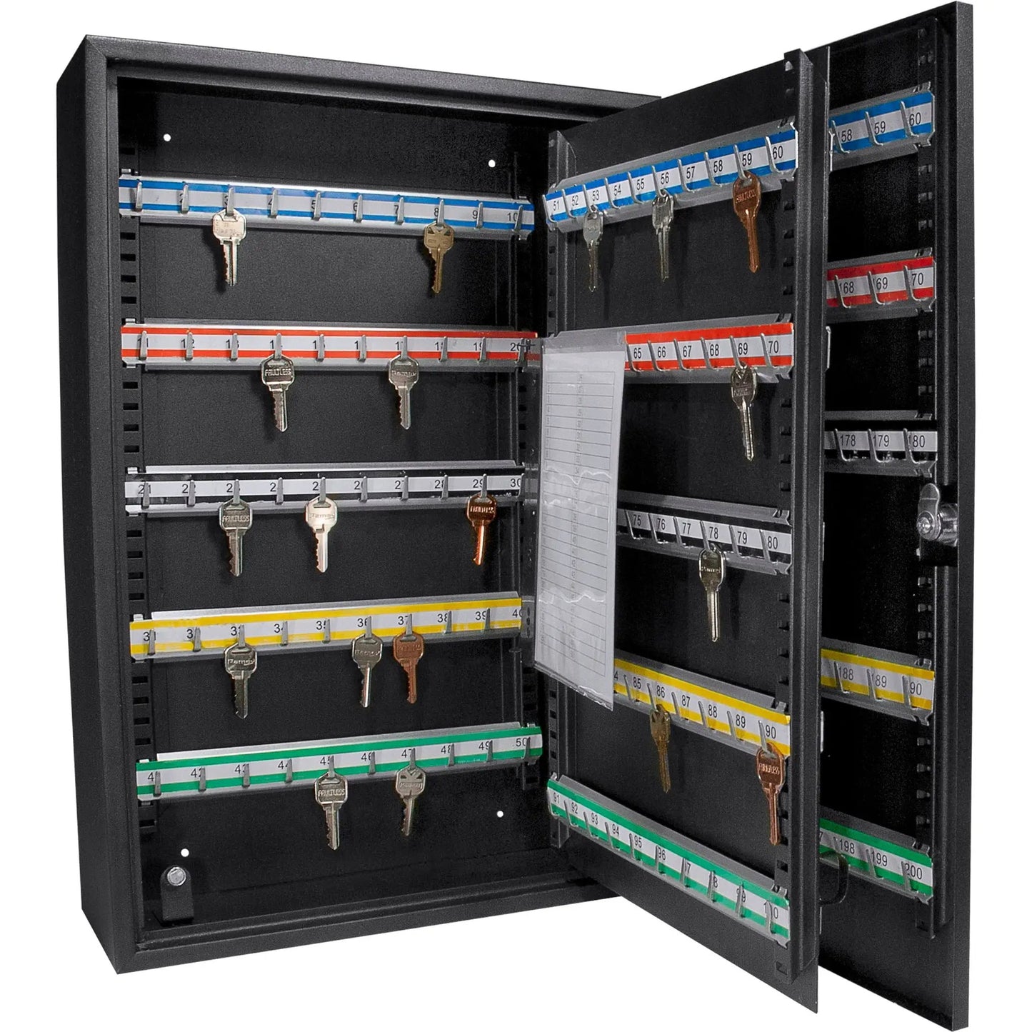 Adjustable key cabinet with lock, wall-mounted organizer with color-coded rails and key hooks on Tampa Home & Garden Store