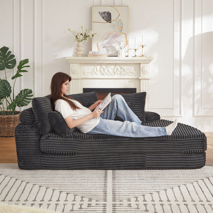 Semi Circular Corduroy Sofa Bed With Pillow