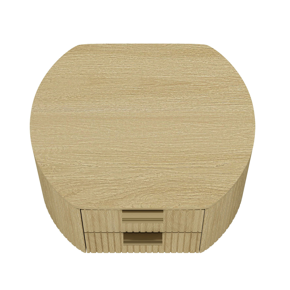 Oak nightstand with two drawers and ribbed texture in natural oak finish on Tampa Home & Garden Store