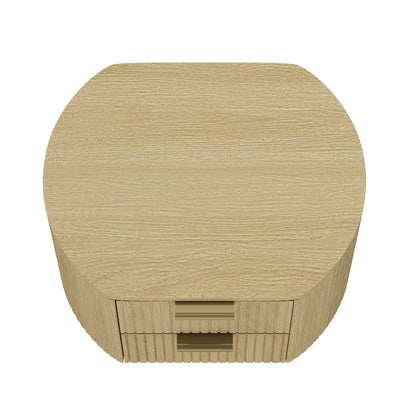 Oak nightstand with two drawers and ribbed texture in natural oak finish on Tampa Home & Garden Store