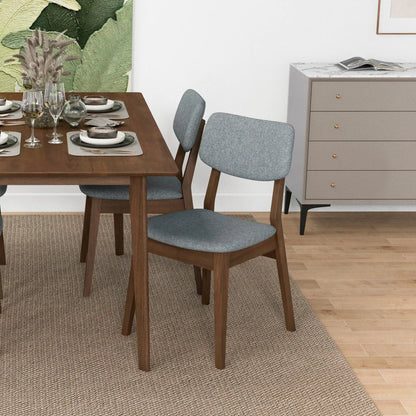 Carlos solid-back side chair set of 2 in grey fabric with dark wood legs Unique Piece Furniture on Tampa Home & Garden Store