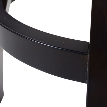 Swivel counter height bar stool backrest in black solid hardwood with curved rail detail on Tampa Home & Garden Store
