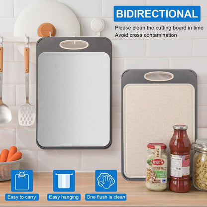 Two cutting boards with gray stainless surface and beige speckled side, VIP Digital Presence on Tampa Home & Garden Store