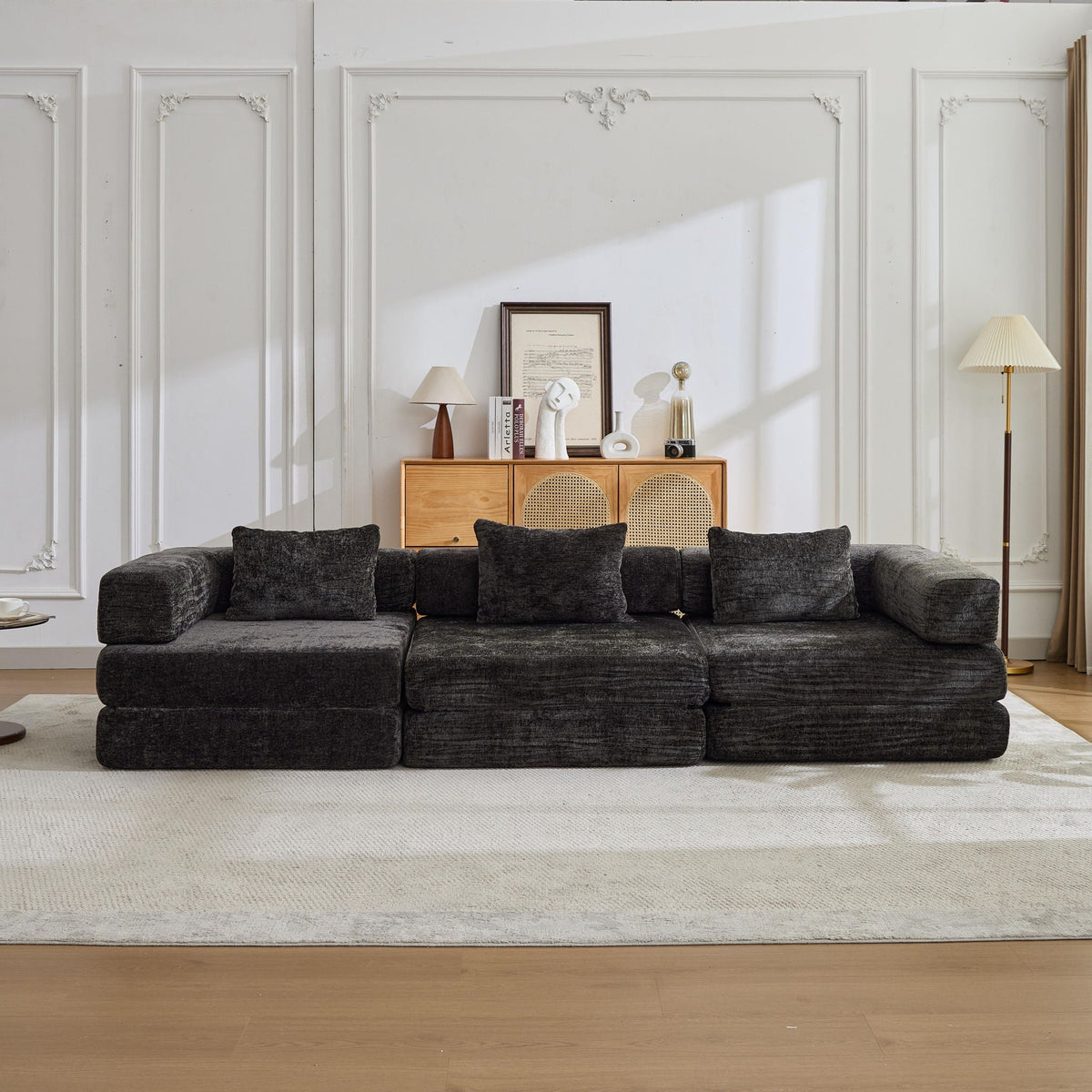 Futon sofa bed by HouseOfZazla, dark gray boneless modular sectional for living room on Tampa Home & Garden Store
