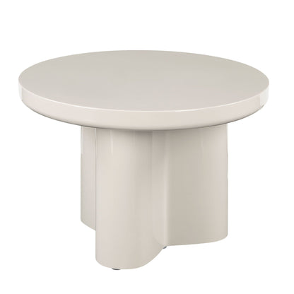 Light gray high-gloss end table Joane by HouseOfZazla; round top with pedestal base on Tampa Home & Garden Store
