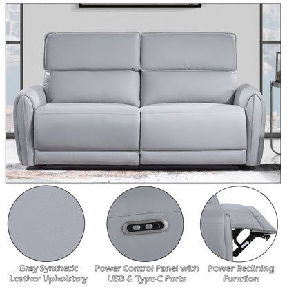 Jeromie Gray Power Motion Sofa with Usb Port