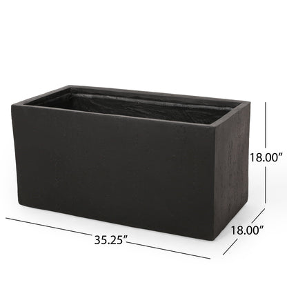 Modern outdoor planter by HouseOfZazla, black rectangular container, 35.25in long x 18in tall on Tampa Home & Garden Store