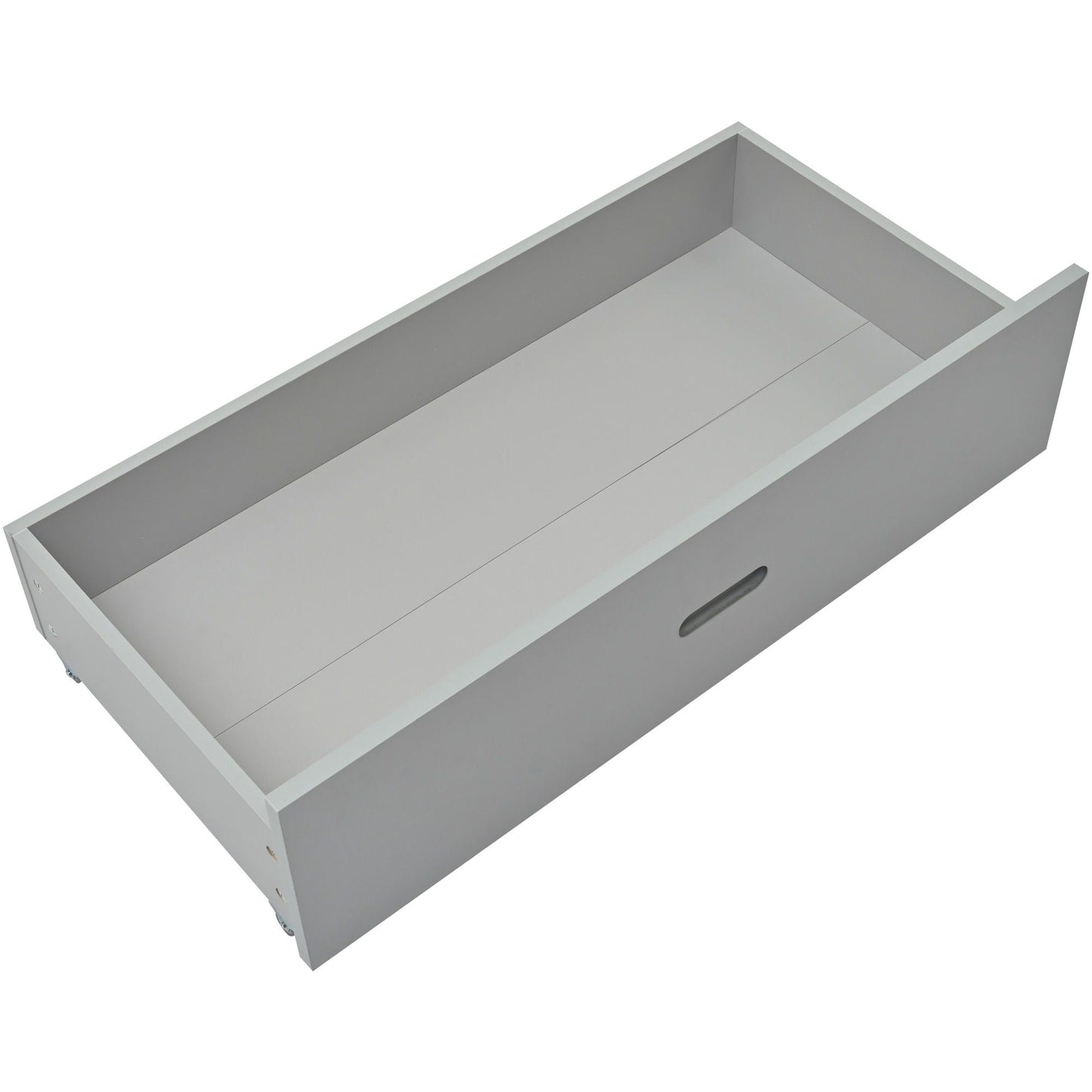 Bunk bed with ladder and safety guard rails in light gray finish, panel sides, HouseOfZazla on Tampa Home & Garden Store