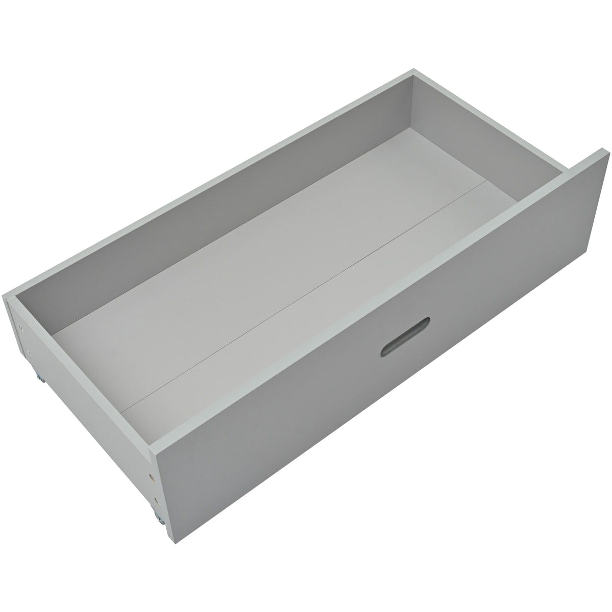 Bunk bed with ladder and safety guard rails in light gray finish, panel sides, HouseOfZazla on Tampa Home & Garden Store