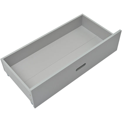 Bunk bed with ladder and safety guard rails in light gray finish, panel sides, HouseOfZazla on Tampa Home & Garden Store