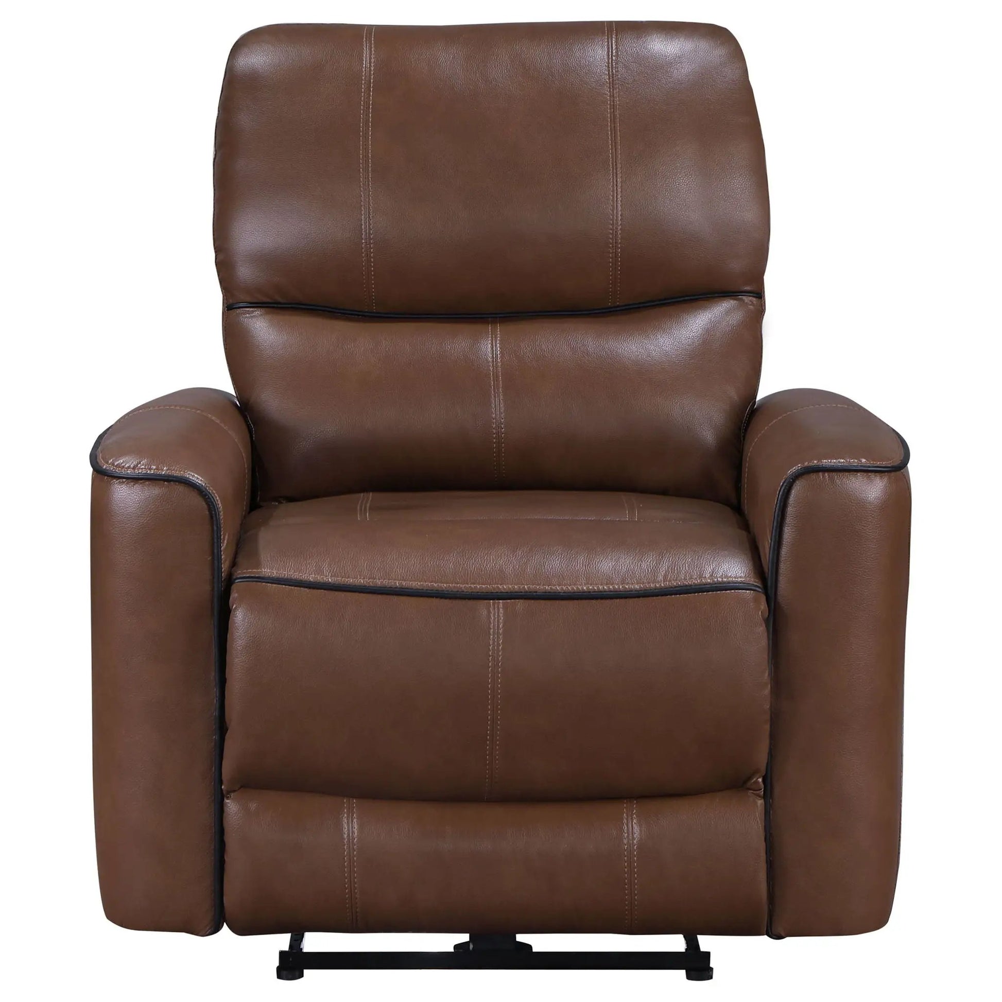 Denson upholstered power recliner chair brown with USB charging smooth button recline on Tampa Home & Garden Store