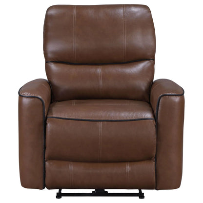 Denson upholstered power recliner chair brown with USB charging smooth button recline on Tampa Home & Garden Store