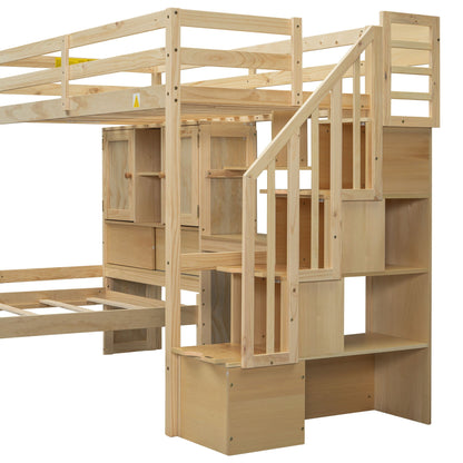 Loft Bed With Built In Desk And Staircase wooden loft bed natural pine by HouseOfZazla on Tampa Home & Garden Store