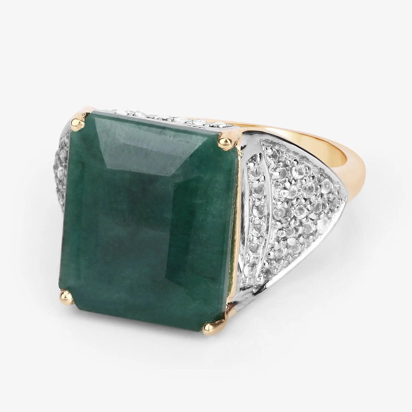 8.70ct dyed emerald and white topaz ring .925 sterling silver with gold-tone band by Bids.com on Tampa Home & Garden Store